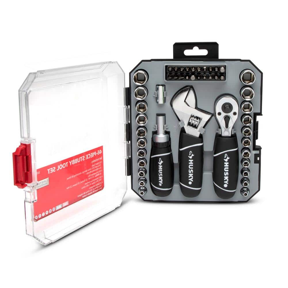 1/4 In. and 3/8 In. Stubby Ratchet and Socket Set (46-Piece)