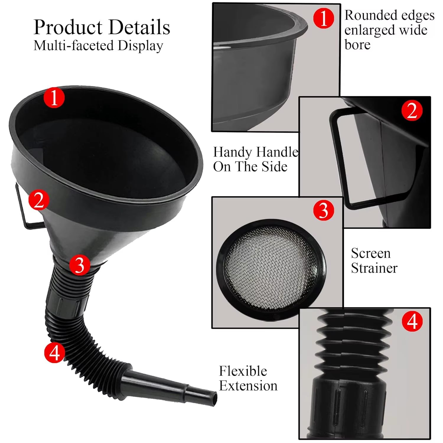 10Pcs Automotive Funnels Set Plastic Long Neck Oil Funnel Kit Flexible Wide Mouth Fuel Funnel for Filling Coolant Gasoline Water